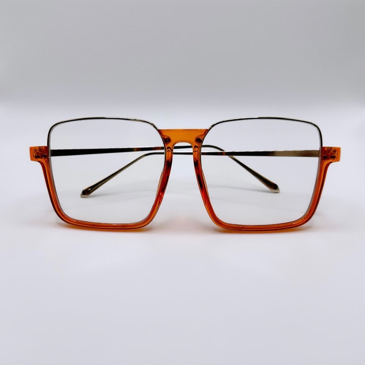 “Lauren” Oversized Square Aviator - Orange Frame