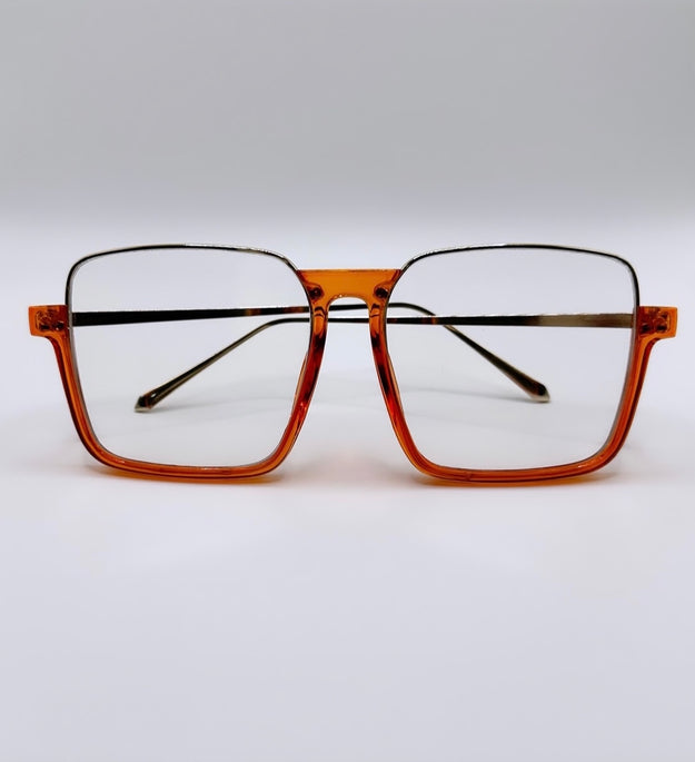 “Lauren” Oversized Square Aviator - Orange Frame