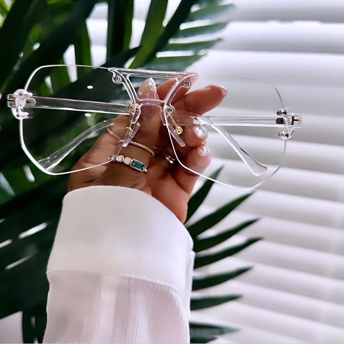 “Bianca” Rimless Aviator - Clear Lens