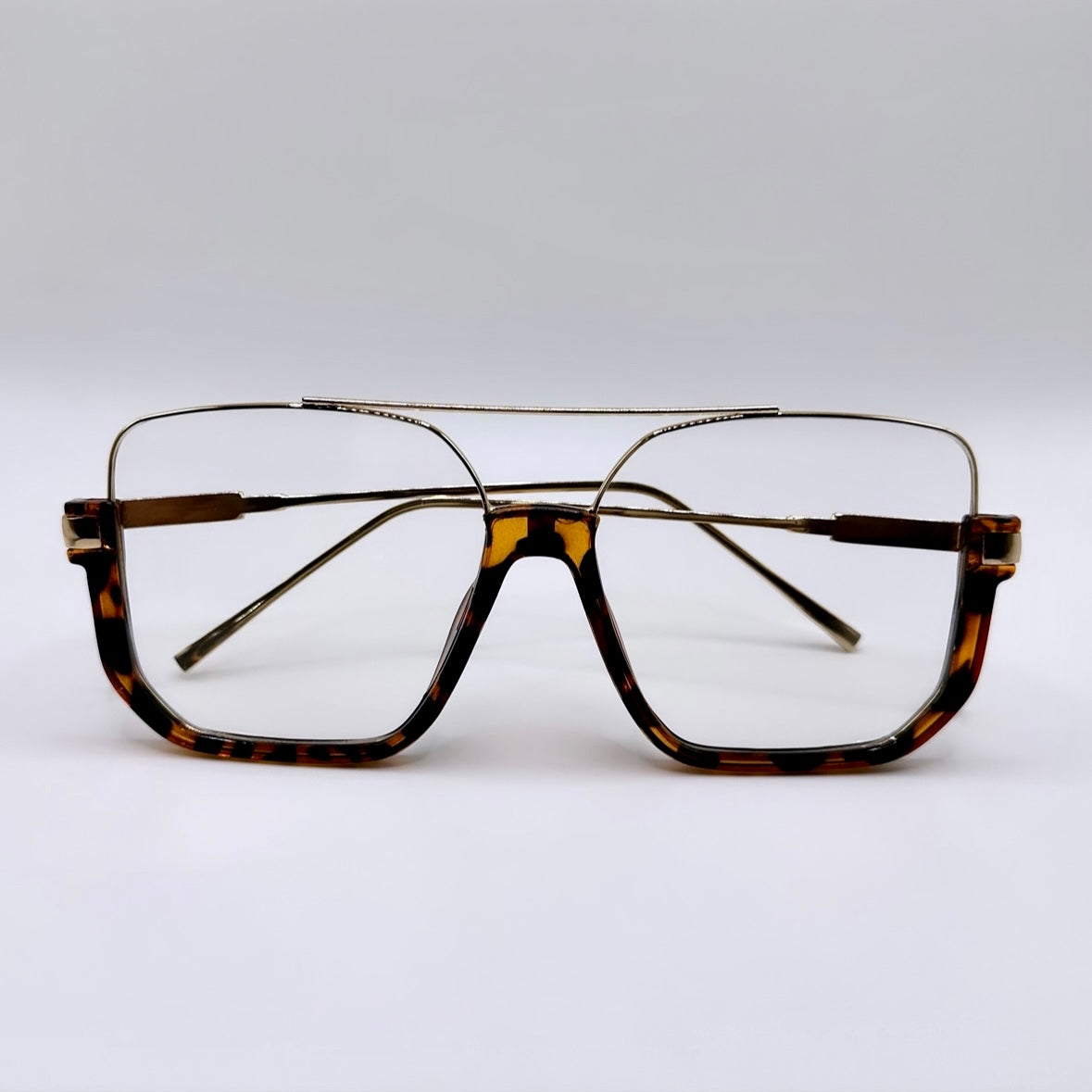 “Lauren” Oversized Square Aviator - Cheetah Frame