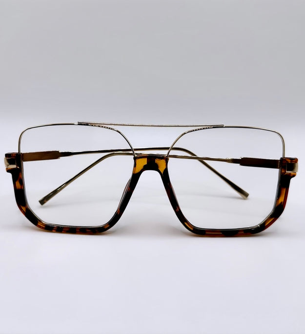 “Lauren” Oversized Square Aviator - Cheetah Frame