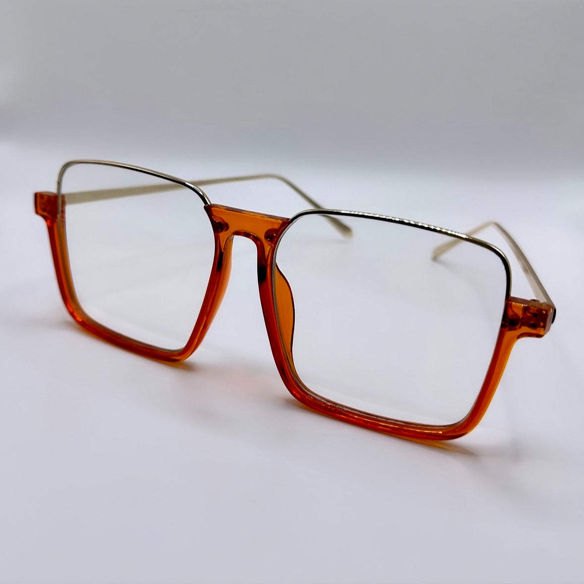 “Lauren” Oversized Square Aviator - Orange Frame