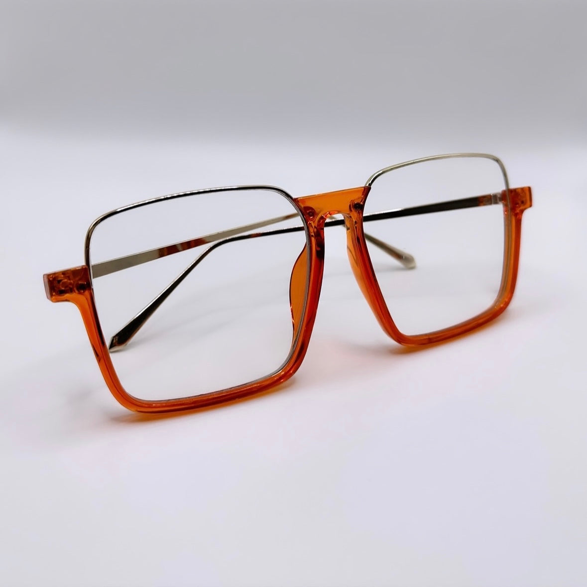 “Lauren” Oversized Square Aviator - Orange Frame