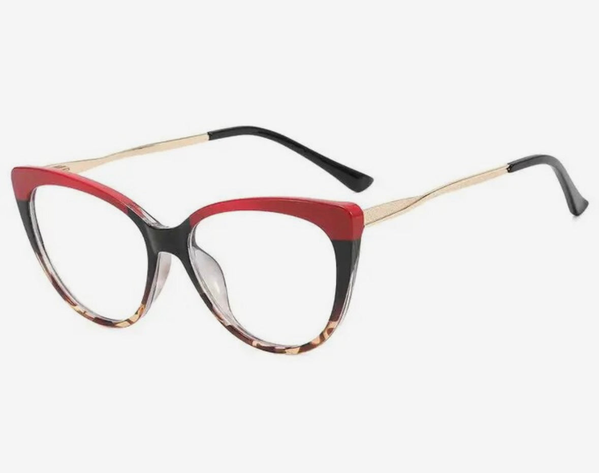 “SIERRA” Retro Eyeglass - Deep Red Leopard